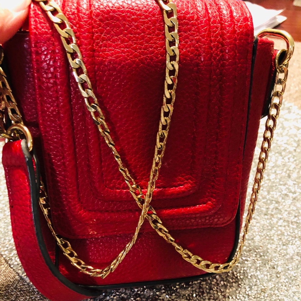 Sam & libby Red purse  crossbody with  gold chain